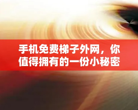手机免费梯子外网，你值得拥有的一份小秘密